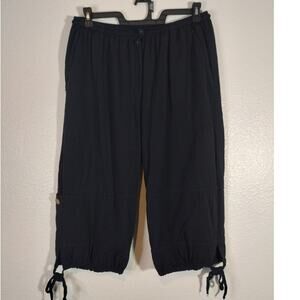 Cottonseed Womens Size XL Capri Cropped Elastic Waist Pull-On Casual Black Pants